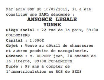 annonce legale yonne